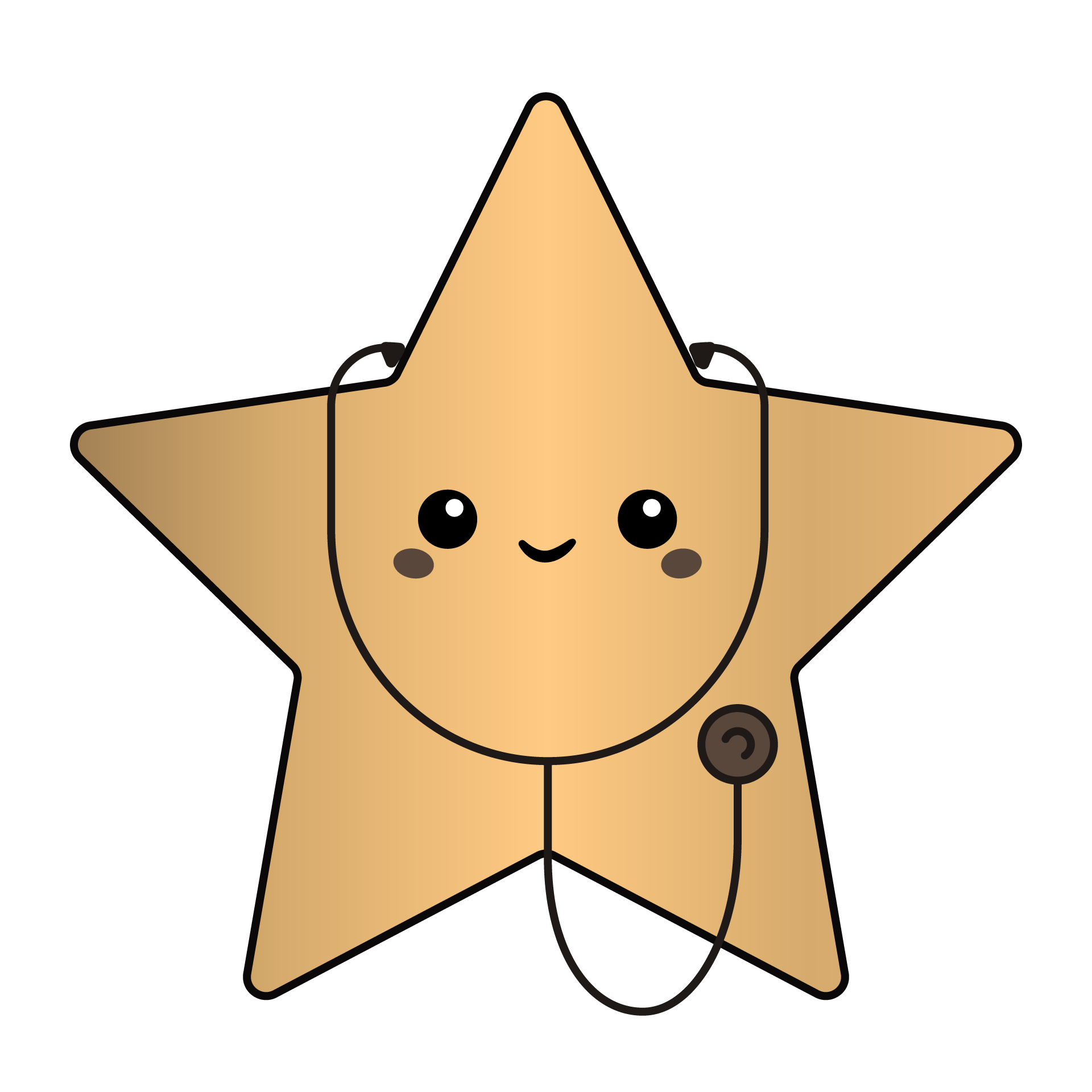 Gullstjerne med stetoskop, symboliserer undersøkelse